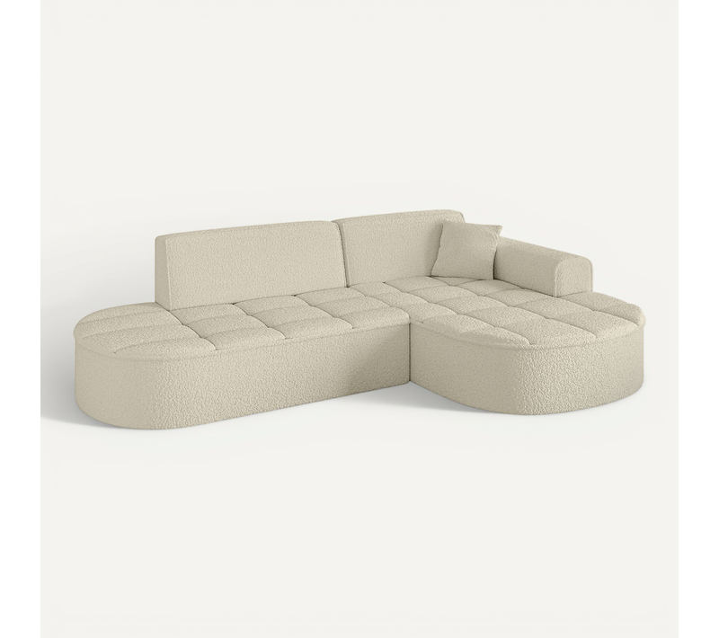 Canapé D'angle Taro-l1 243x171x79,5 Angle Droit En Bouclette - Beige