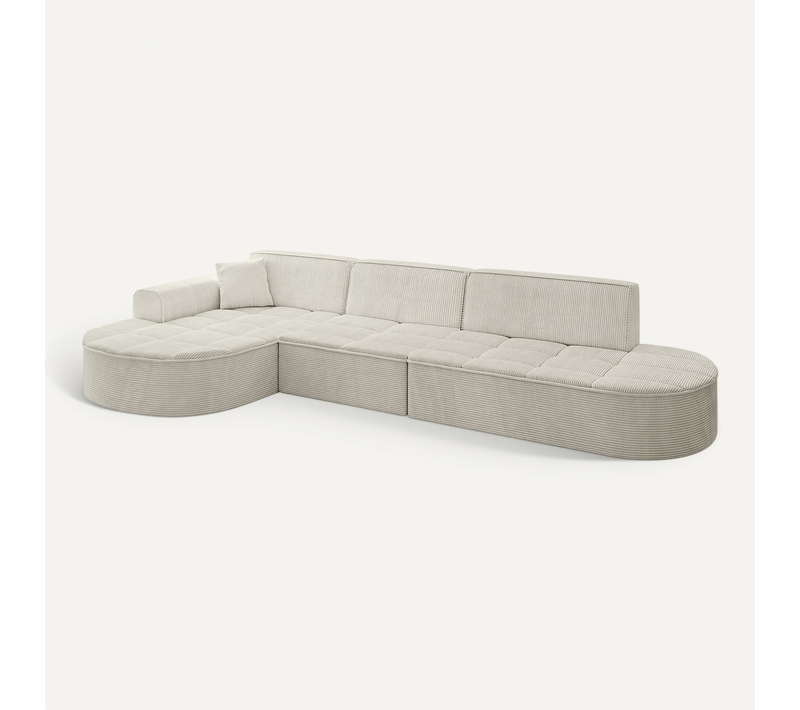 Canapé D'angle Taro-l2 328x171x79,5 Angle Gauche En Tissu - Crémeux