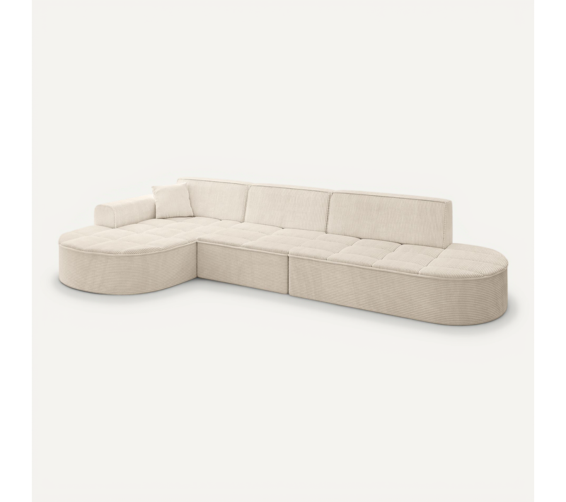 Canapé D'angle Taro-l2 328x171x79,5 Angle Gauche En Tissu - Beige