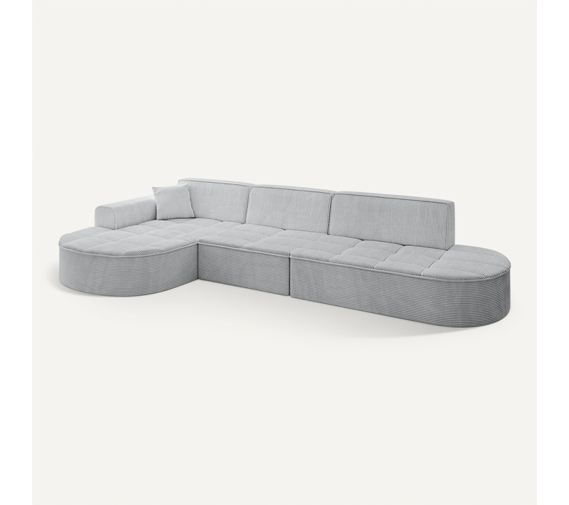 Canapé D'angle Taro-l2 328x171x79,5 Angle Gauche En Tissu - Gris