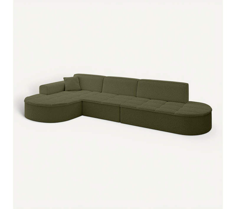 Canapé D'angle Taro-l2 328x171x79,5  Angle Gauche En Bouclette  -  Vert