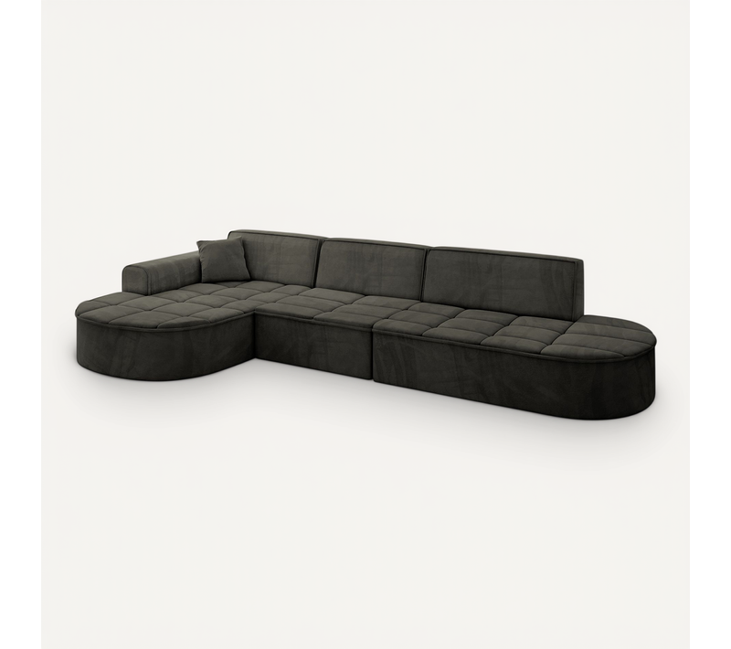 Canapé D'angle Taro-l2 328x171x79,5 Angle Gauche En Velours - Noir