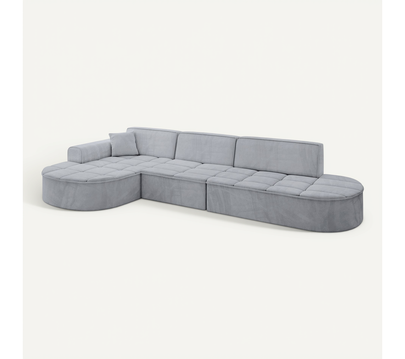 Canapé D'angle Taro-l2 328x171x79,5 Angle Gauche En Velours - Gris