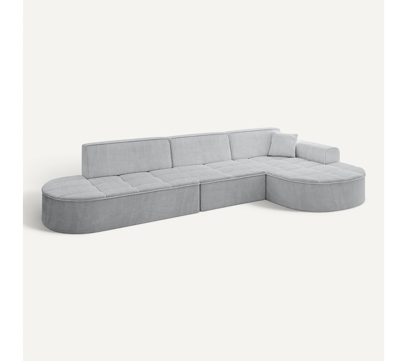 Canapé D'angle Taro-l2 328x171x79,5 Angle Droit En Tissu - Gris