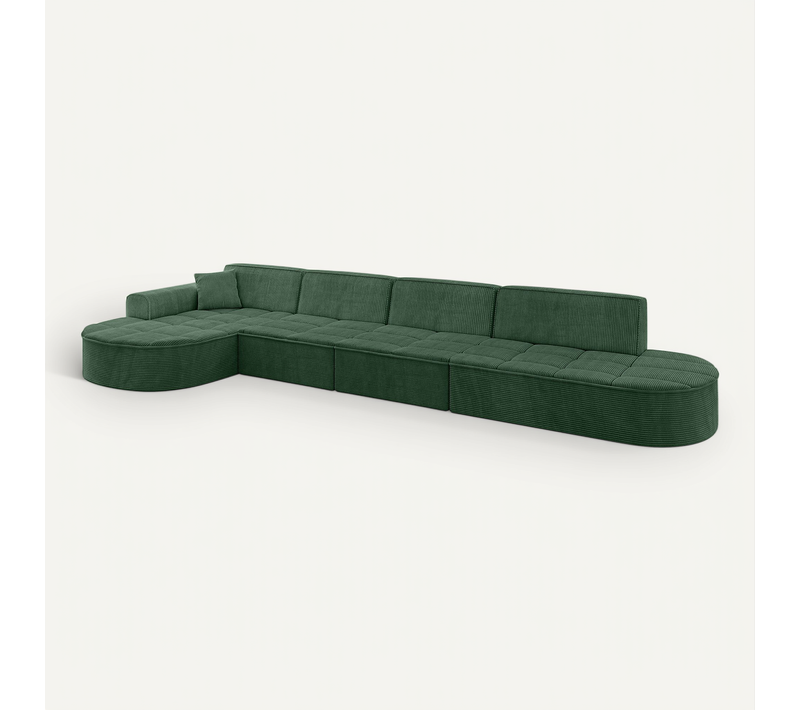 Canapé D'angle Taro-l3 413x171x79,5  Angle Gauche En Tissu -  Vert