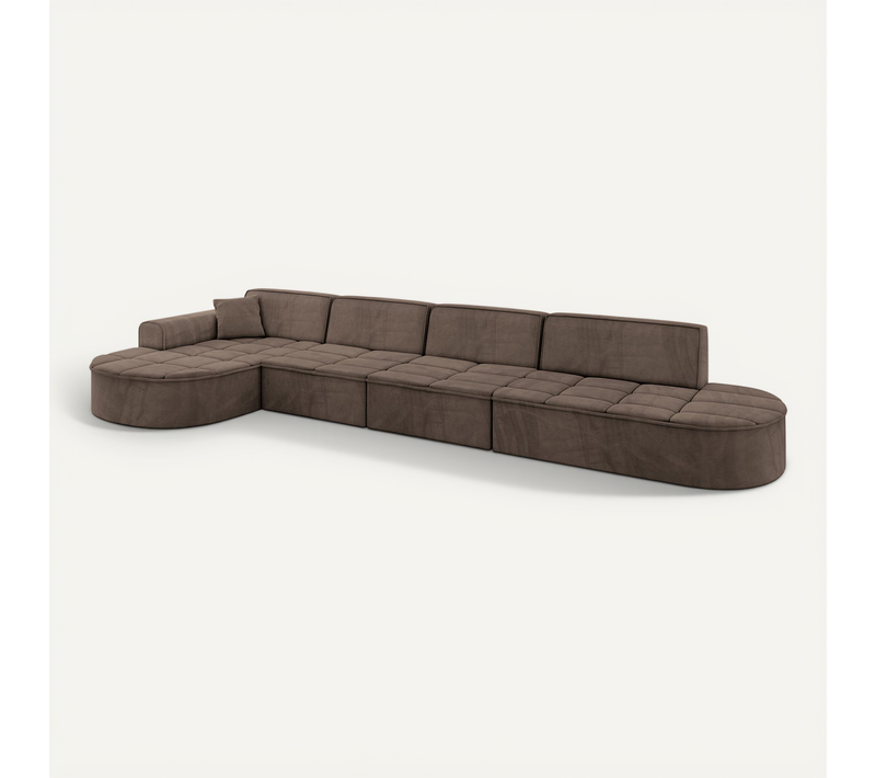 Canapé D'angle Taro-l3 413x171x79,5  Angle Gauche En Velours  -  Marron