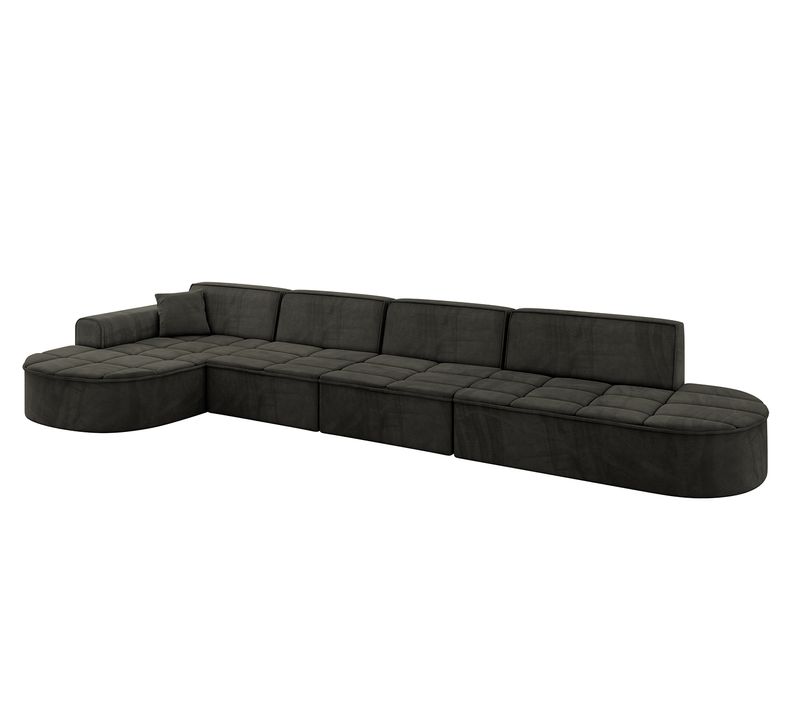 Canapé D'angle Taro-l3 413x171x79,5  Angle Gauche En Velours  -  Noir