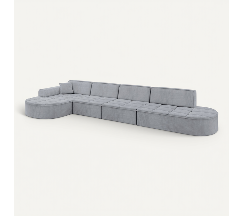 Canapé D'angle Taro-l3 413x171x79,5  Angle Gauche En Velours  -  Gris