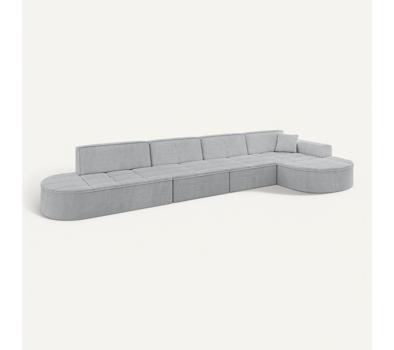 Canapé D'angle Taro-l3 413x171x79,5 Angle Droit En Tissu - Gris
