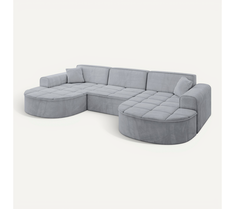 Canapé D'angle Taro-u1 303x171x79,5 Angle Panoramique En Velours - Gris