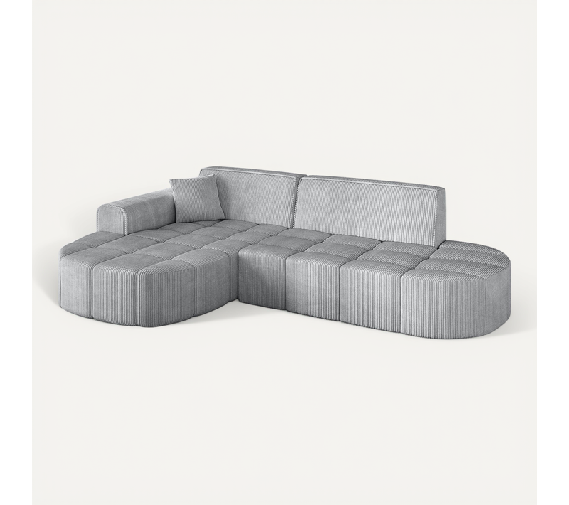 Canapé D'angle Livo-l1 252x173x79,5 Angle Gauche En Tissu - Gris
