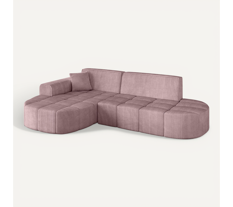 Canapé D'angle Livo-l1 252x173x79,5 Angle Gauche En Tissu - Rose