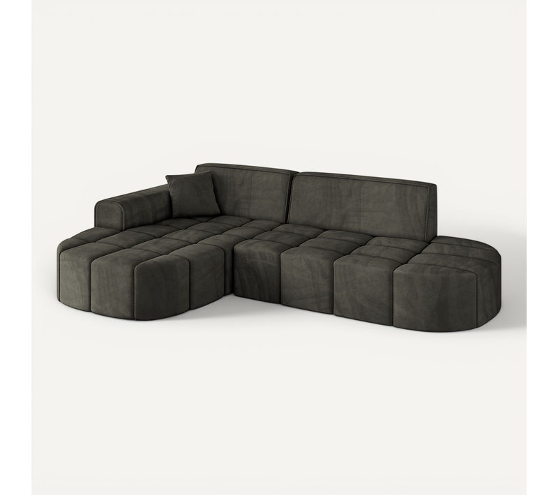 Canapé D'angle Livo-l1 252x173x79,5 Angle Gauche En Velours - Noir