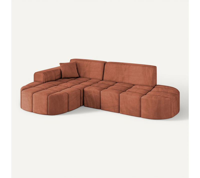 Canapé D'angle Livo-l1 252x173x79,5 Angle Gauche En Velours - Apricot