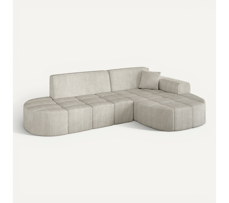 Canapé D'angle Livo-l1 252x173x79,5 Angle Droit En Tissu - Crémeux