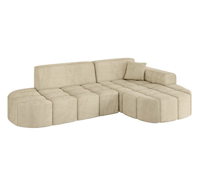 Canapé D'angle Livo-l1 252x173x79,5  Angle Droit En Velours  -  Beige