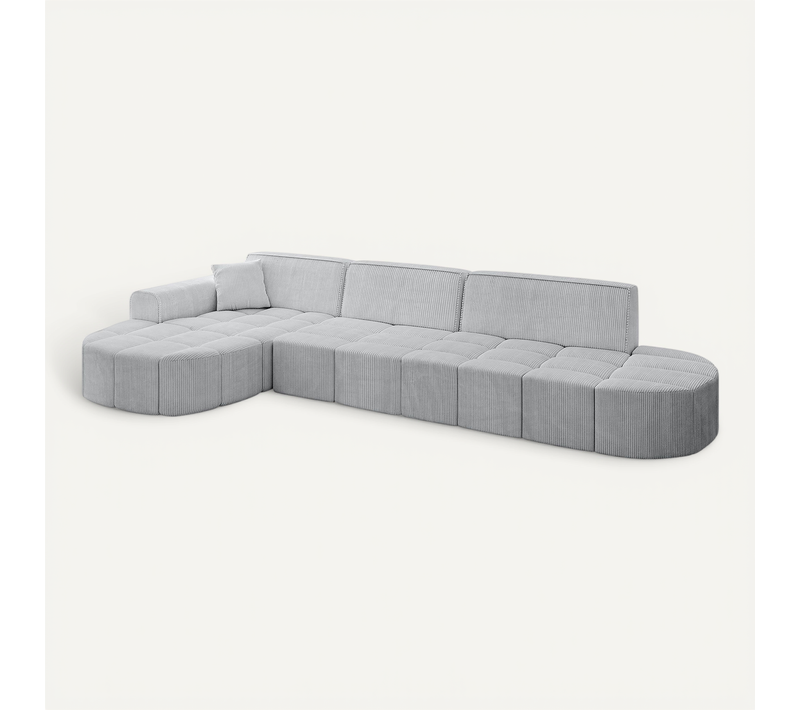 Canapé D'angle Livo-l2 337x173x79,5 Angle Gauche En Tissu - Gris
