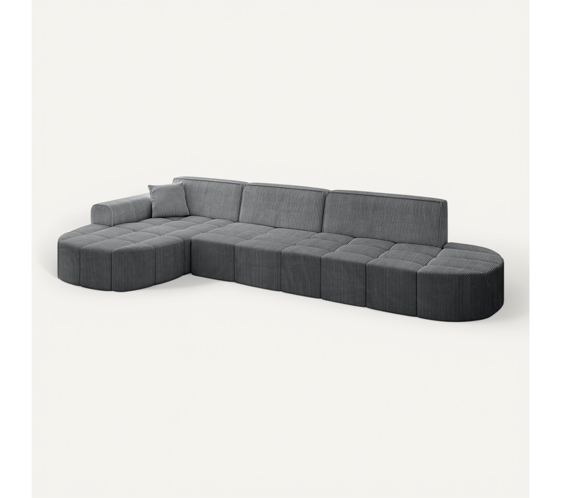Canapé D'angle Livo-l2 337x173x79,5  Angle Gauche En Tissu -  Gris Foncé
