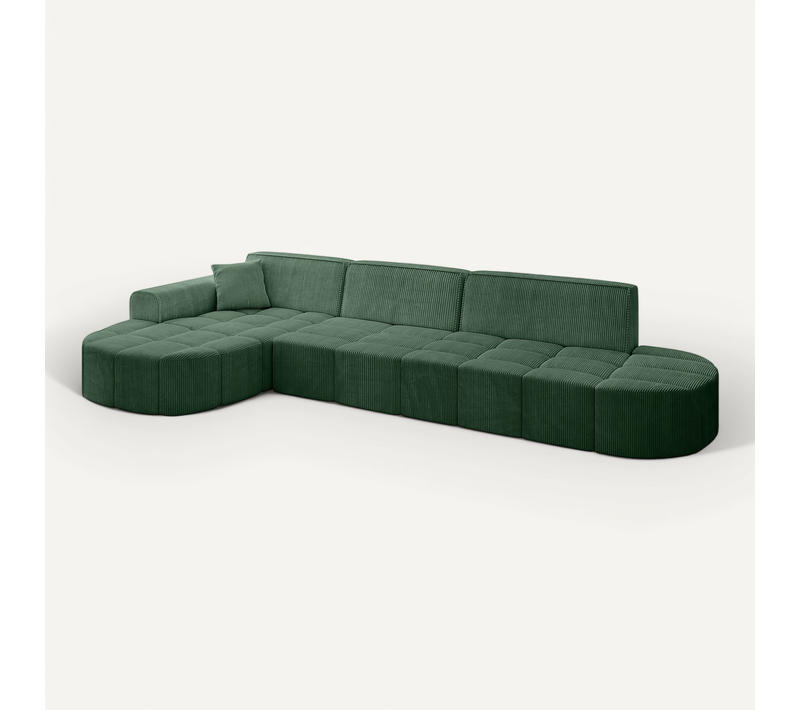 Canapé D'angle Livo-l2 337x173x79,5 Angle Gauche En Tissu - Vert
