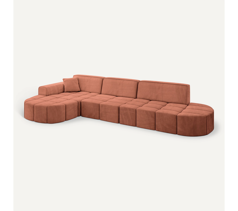 Canapé D'angle Livo-l2 337x173x79,5  Angle Gauche En Velours  -  Apricot