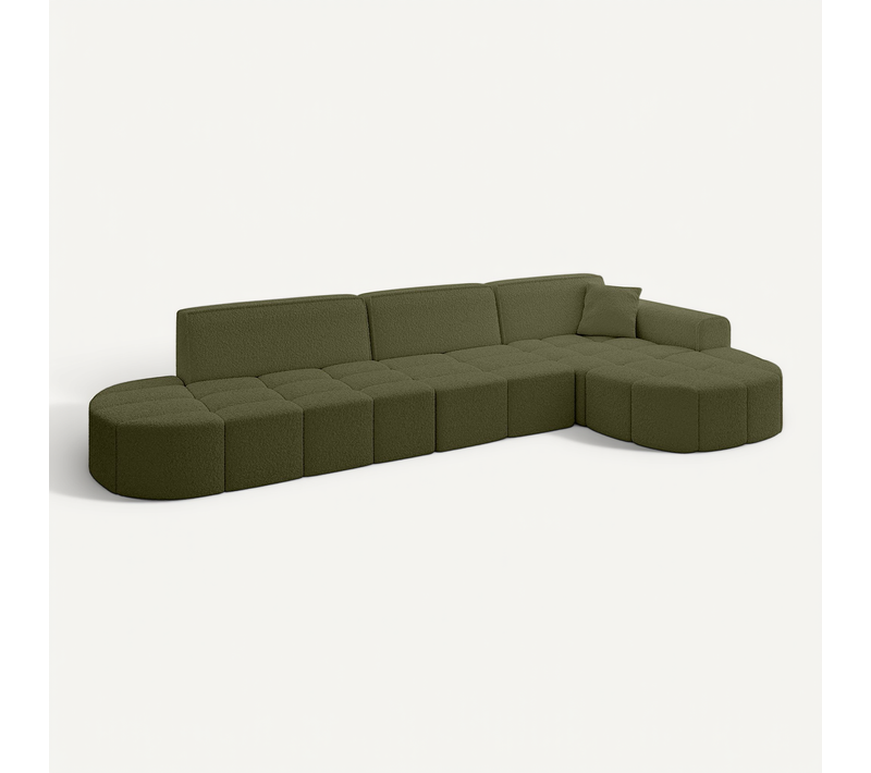 Canapé D'angle Livo-l2 337x173x79,5 Angle Droit En Bouclette - Vert
