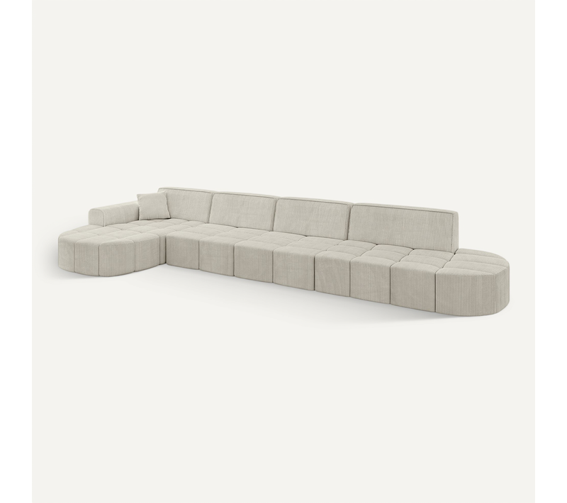 Canapé D'angle Livo-l3 422x173x79,5 Angle Gauche En Tissu - Crémeux