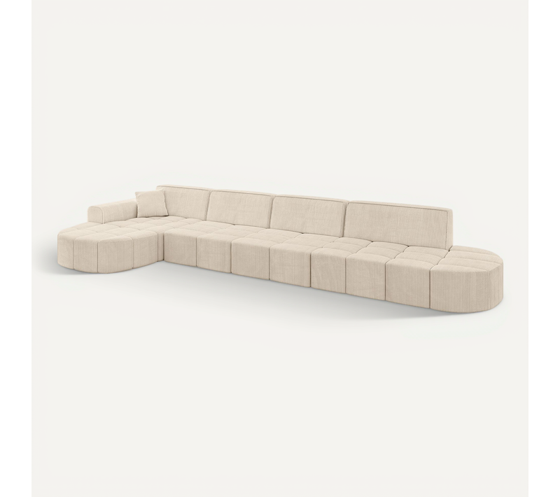 Canapé D'angle Livo-l3 422x173x79,5 Angle Gauche En Tissu - Beige