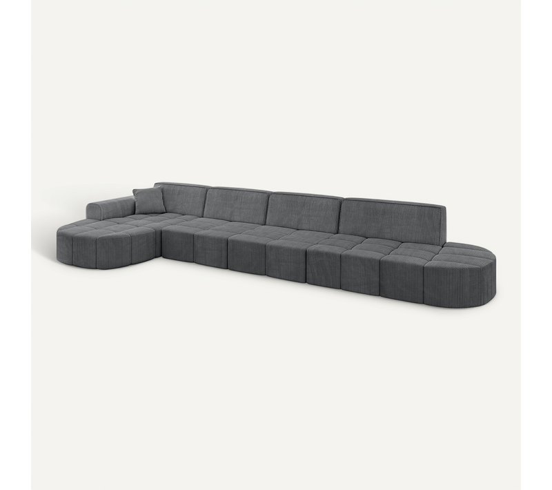Canapé D'angle Livo-l3 422x173x79,5 Angle Gauche En Tissu - Gris Foncé