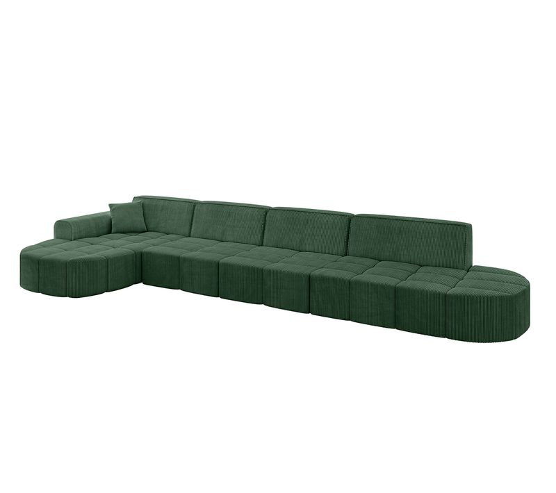 Canapé D'angle Livo-l3 422x173x79,5  Angle Gauche En Tissu -  Vert