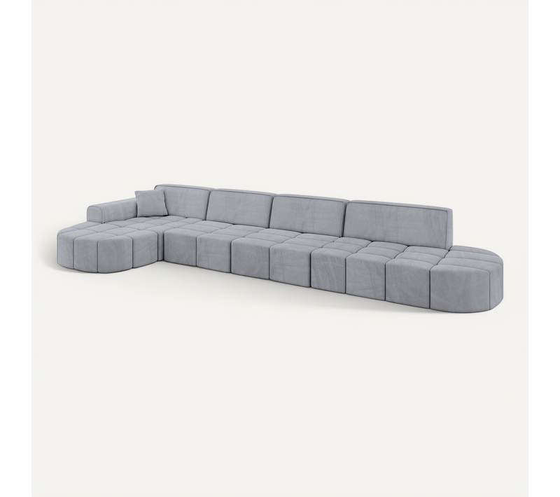 Canapé D'angle Livo-l3 422x173x79,5 Angle Gauche En Velours - Gris