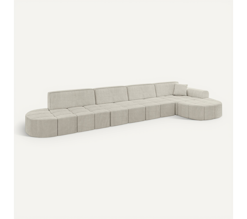 Canapé D'angle Livo-l3 422x173x79,5 Angle Droit En Tissu - Crémeux