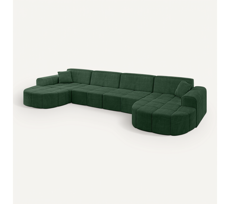 Canapé D'angle Livo-u2 400x173x79,5 Angle Panoramique En Tissu - Vert