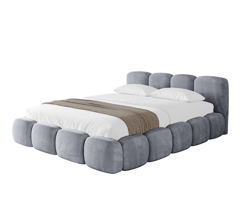 Lit Tapissé Avec Un Coffre De Rangement - Kala-v1 120x200 Gris