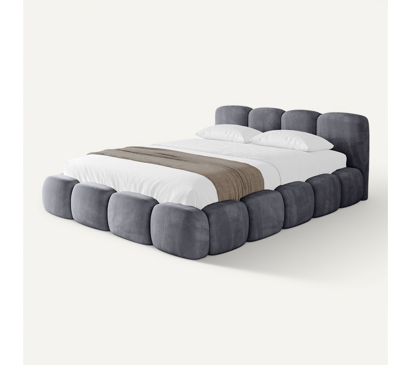 Lit Tapissé Avec Un Coffre De Rangement - Kala-v1 140x200 Gris Foncé