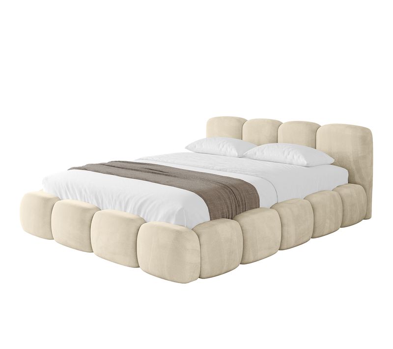 Lit Tapissé Avec Un Coffre De Rangement - Kala-v1 140x200 Beige