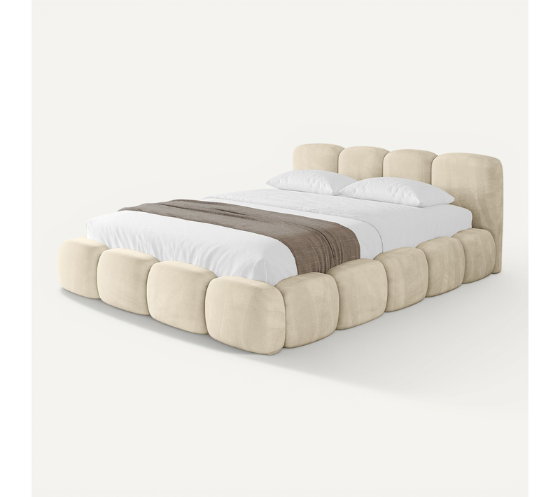 Lit Tapissé Avec Un Coffre De Rangement - Kala-v1 180x200 Beige