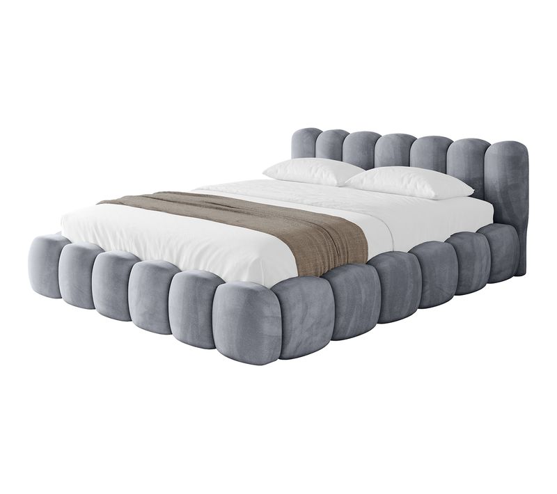 Lit Tapissé Avec Un Coffre De Rangement - Sena-v1 120x200 Gris