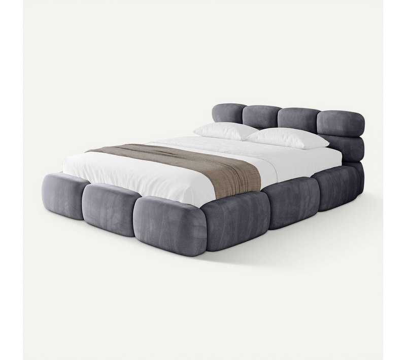 Lit Tapissé Avec Un Coffre De Rangement - Noma-v1 160x200 Gris Foncé