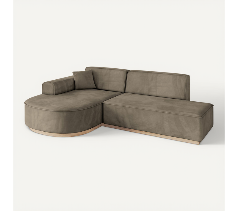 Canapé D'angle Arrio-l1 243x171x83 Angle Gauche En Velours - Marron