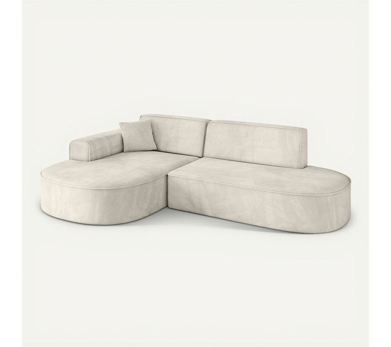 Canapé D'angle Mari-l1 243x171x79,5 Angle Gauche En Velours - Beige