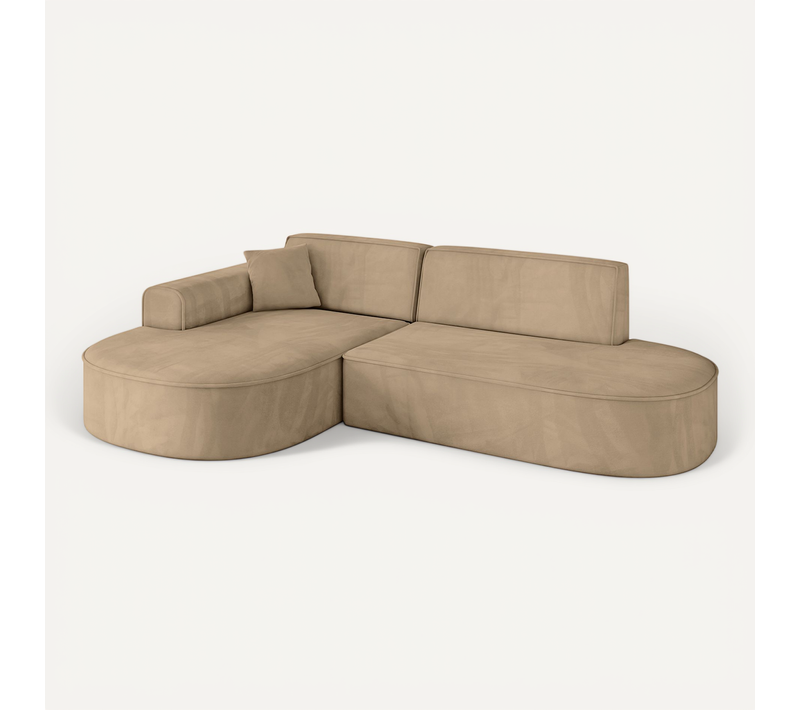 Canapé D'angle Mari-l1 243x171x79,5 Angle Gauche En Velours - Beige