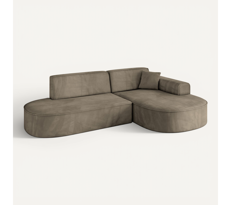 Canapé D'angle Mari-l1 243x171x79,5 Angle Droit En Velours - Gris Foncé