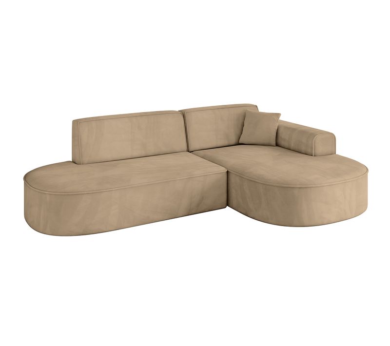 Canapé D'angle Mari-l1 243x171x79,5  Ottomane Dorite En Velours - Beige