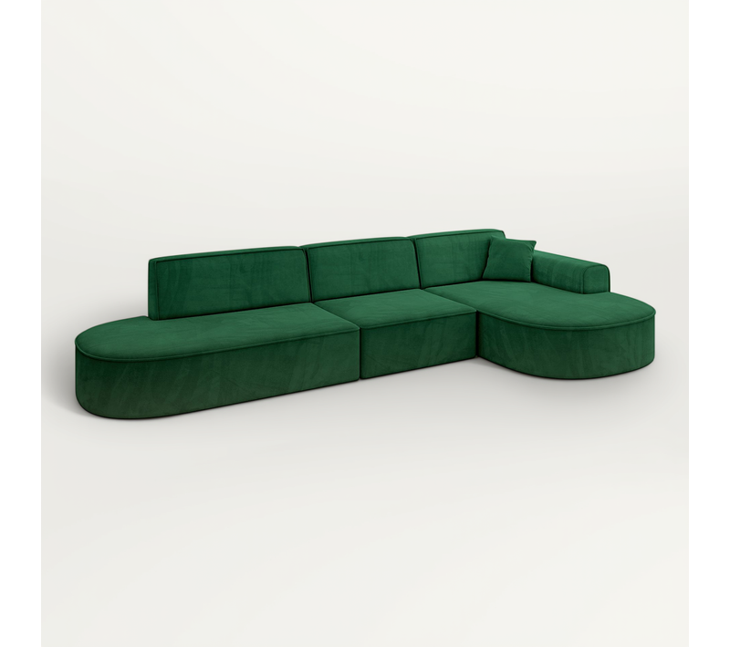 Canapé D'angle Mari-l2 328x171x79,5 Angle Droit En Velours - Vert