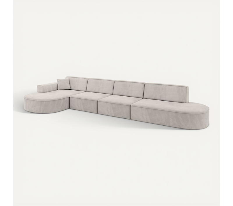 Canapé D'angle Mari-l3 413x171x79,5 Angle Gauche En Velours - Marron Clair