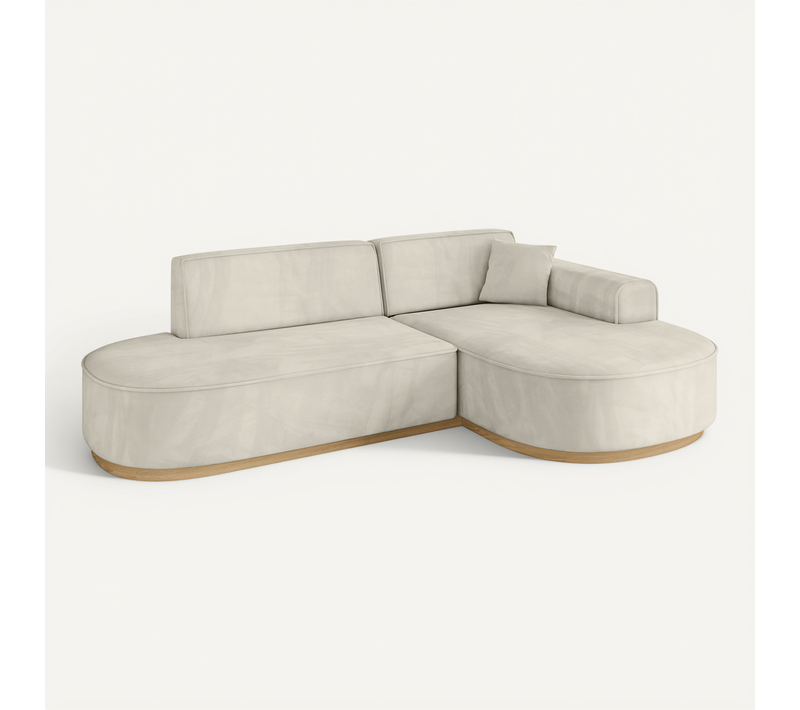 Canapé D'angle Mari-l1-v2 243x171x83 Angle Droit En Velours - Beige