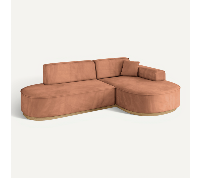 Canapé D'angle Mari-l1-v2 243x171x83 Angle Droit En Velours - Apricot