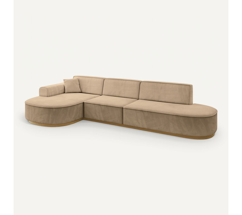 Canapé D'angle Mari-l2-v2 328x171x83 Angle Gauche En Velours - Beige