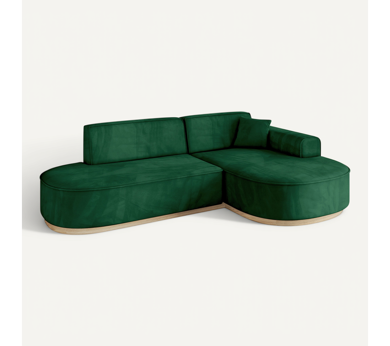 Canapé D'angle Mari-l1-v1 243x171x83 Angle Droit En Velours - Vert