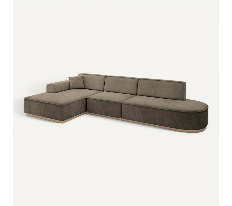 Canapé D'angle Irea-l2 327x165x80 Angle Gauche En Velours - Marron